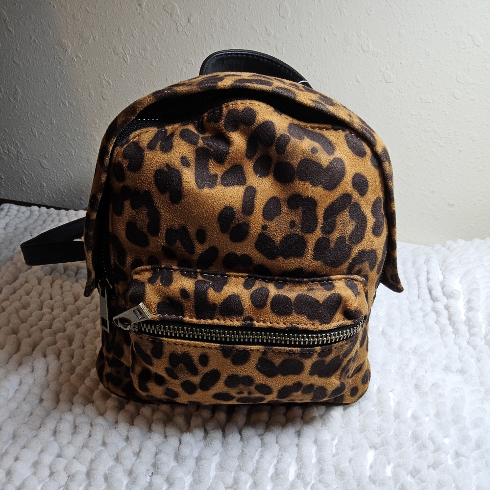 leopard print small backpack